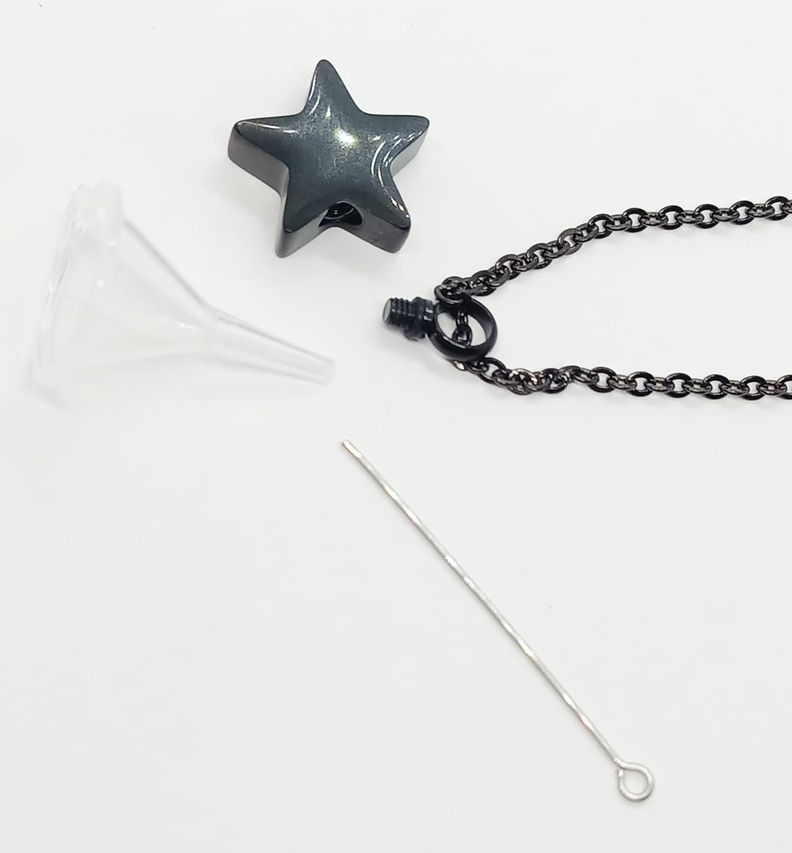 Cadena Colgante Urna Cremacion Estrella Acero Cenizas Amor -4