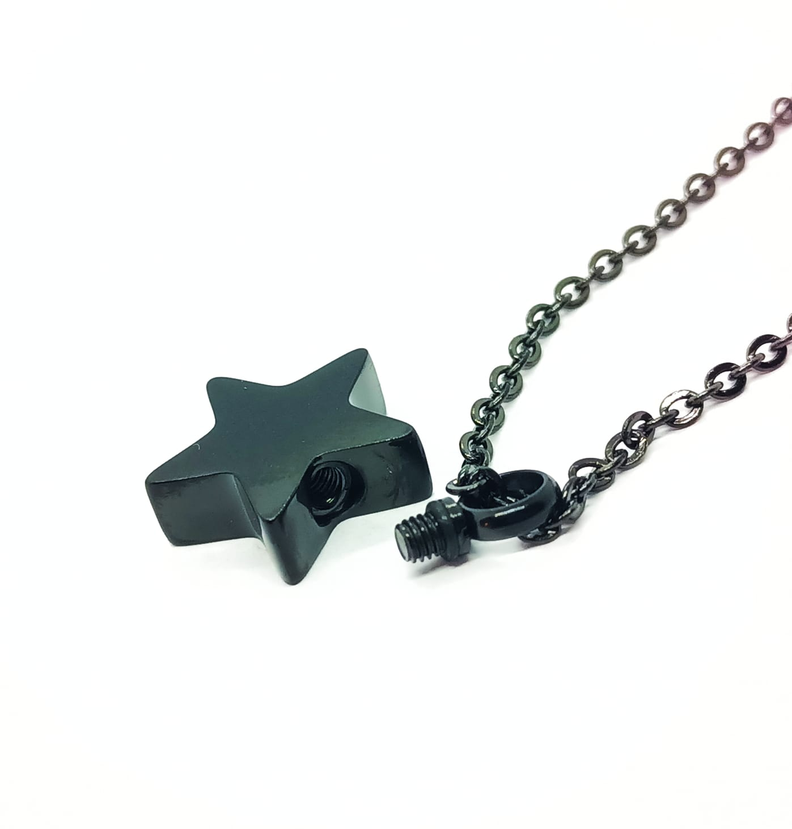 Cadena Colgante Urna Cremacion Estrella Acero Cenizas Amor -3