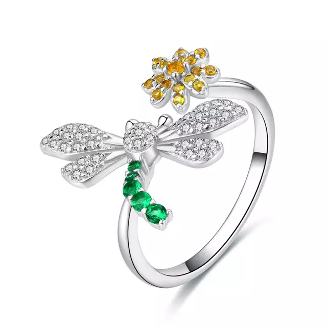 Anillo Libelula Ajustable Plata 925-0