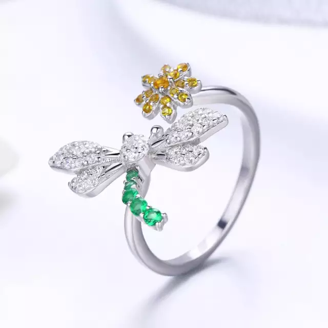 Anillo Libelula Ajustable Plata 925-1