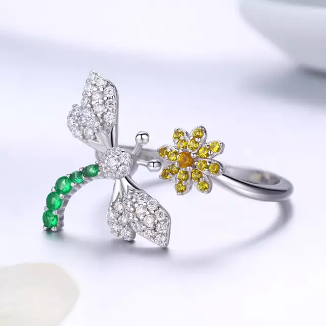 Anillo Libelula Ajustable Plata 925-2