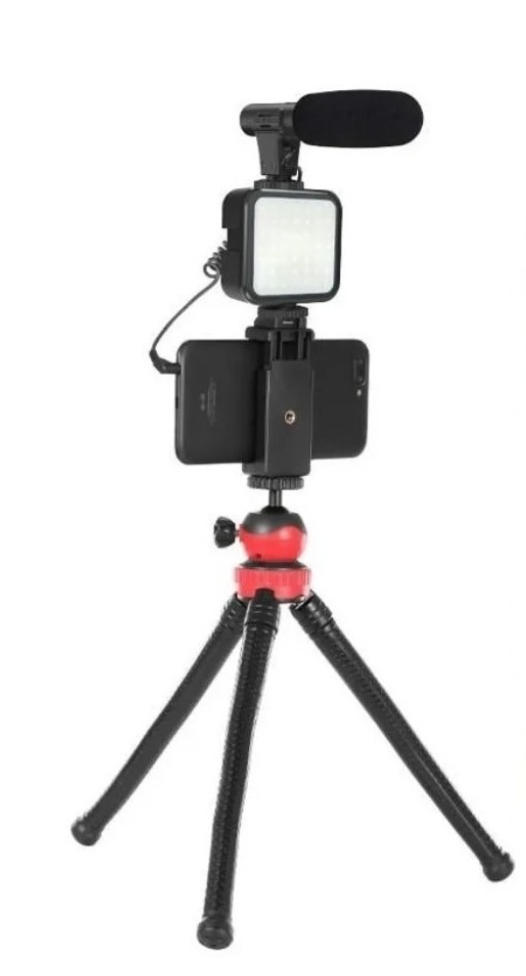 Kit De Video Vlogging Youtube Soporte Trípode Microfono-0