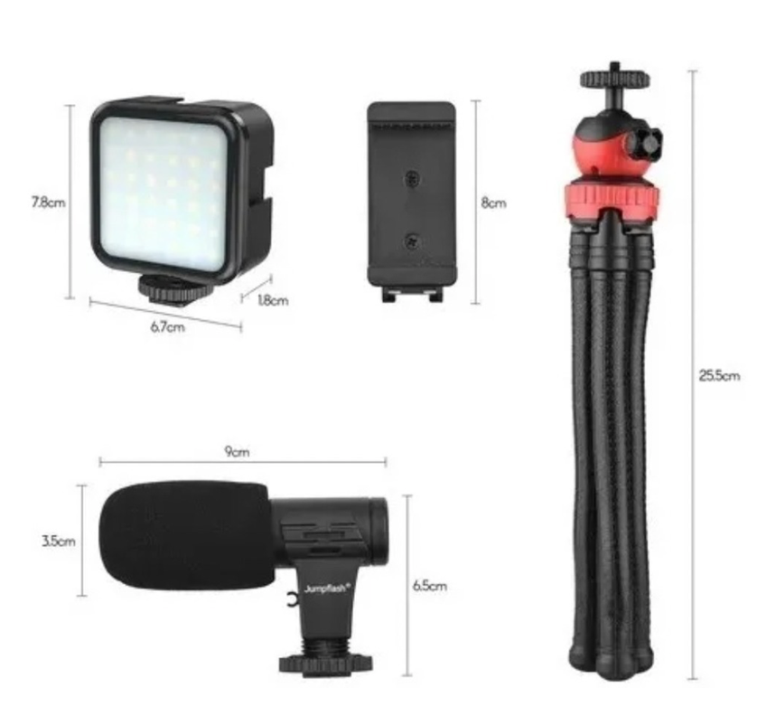 Kit De Video Vlogging Youtube Soporte Trípode Microfono-2