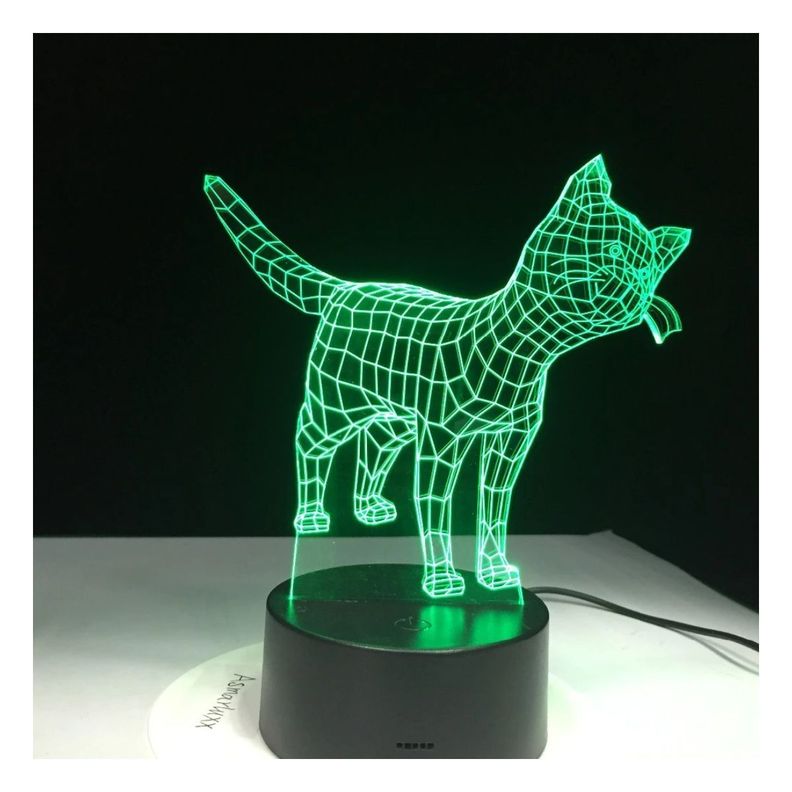 Lámpara Led 3d Lindo Gatito Base Negra con App-3