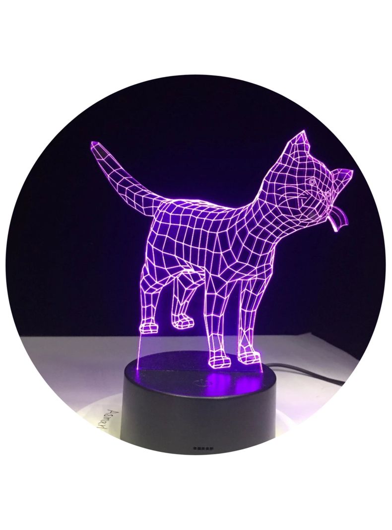 Lámpara Led 3d Lindo Gatito Base Negra con App-0