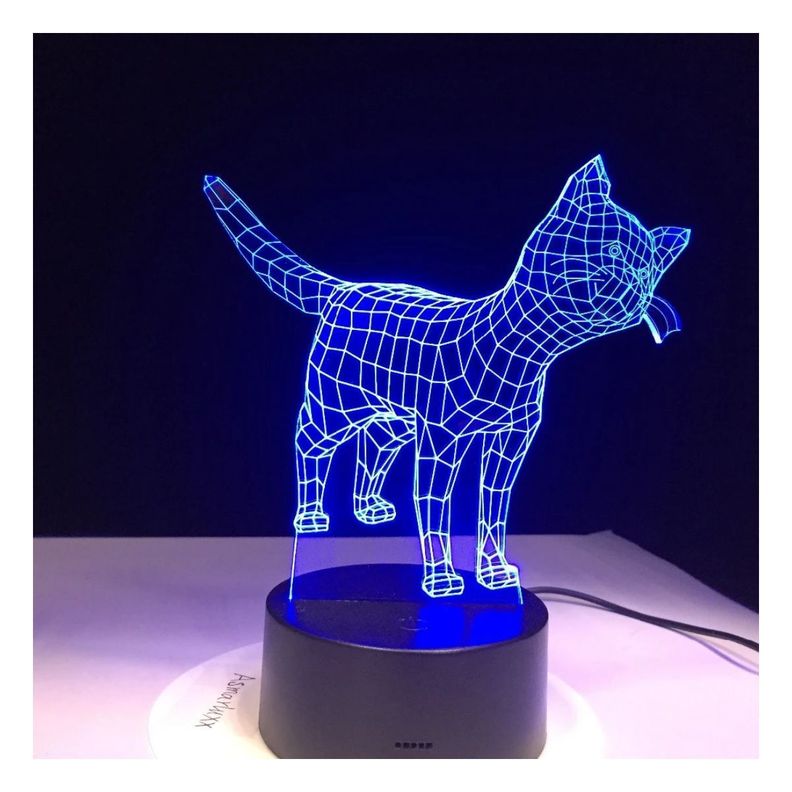 Lámpara Led 3d Lindo Gatito Base Negra con App-2