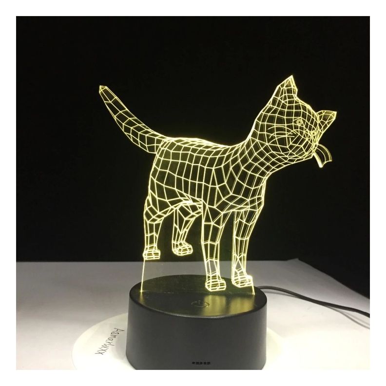 Lámpara Led 3d Lindo Gatito Base Negra con App-4