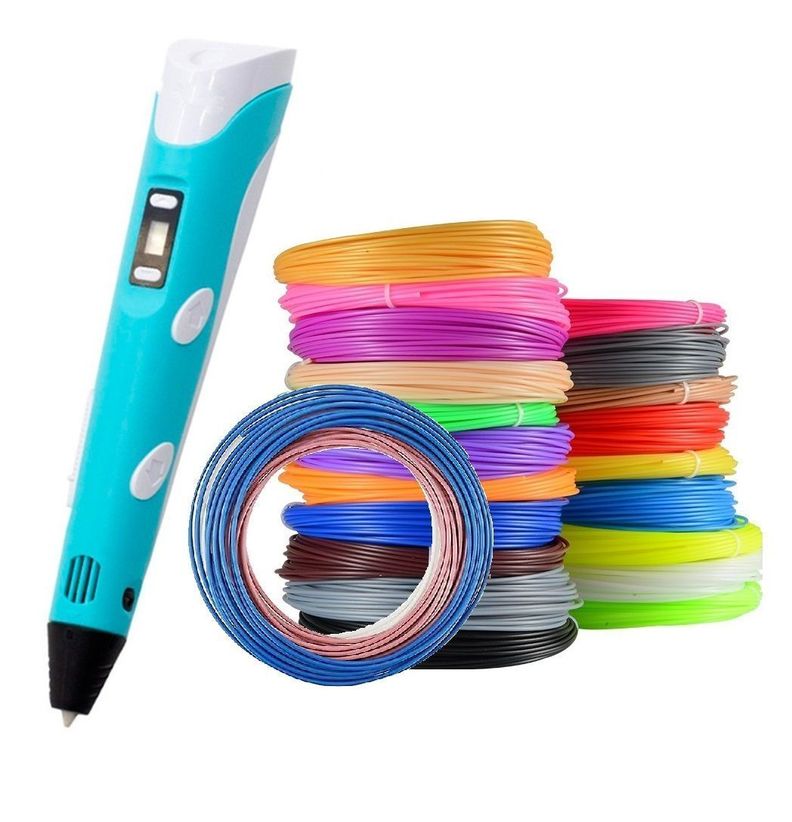 Boligrafo de impresión 3D ABS 3D PEN-2 RP100B LCD 1,75 mm - Azul + Set filamentos 200m-0