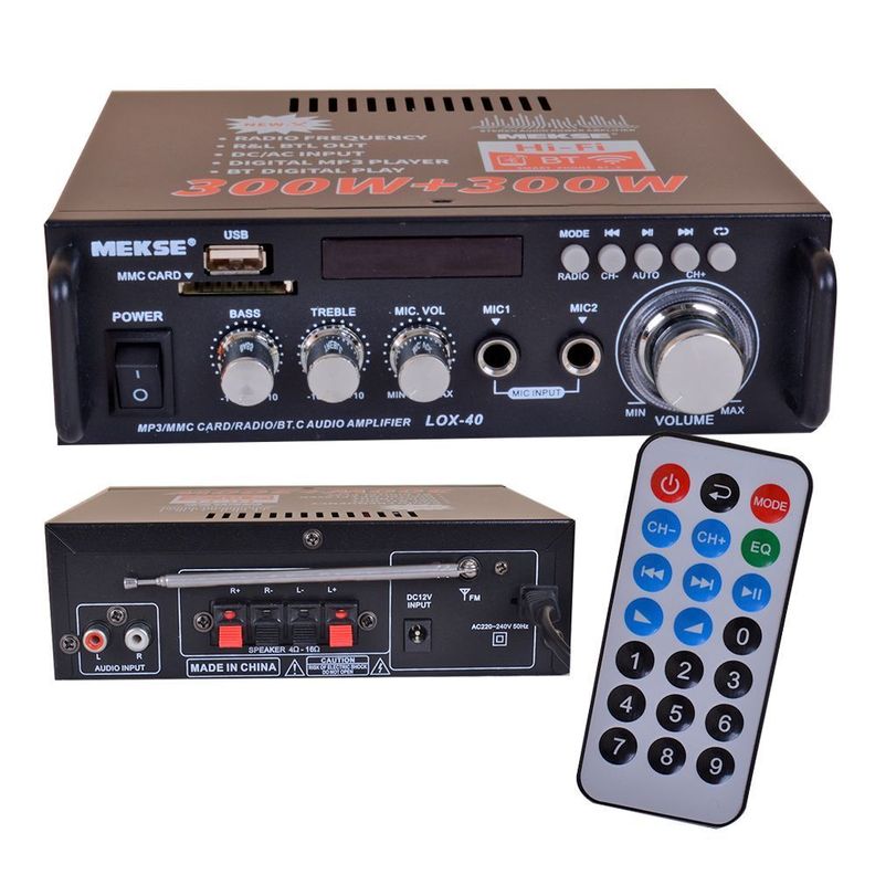 AMPLIFICADOR PERIFONEO 2 MIC./BLUETOOTH/MP3/FM MEKSE-2