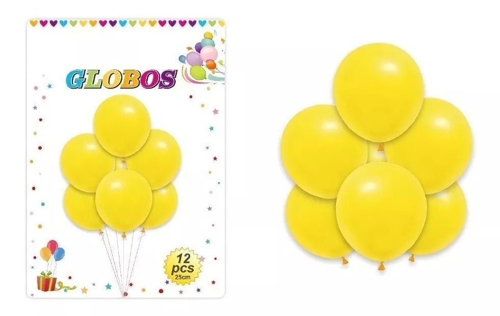 Pack X12 Set De Cumpleaños Globos Cumpleaños Globos Amarillo-2