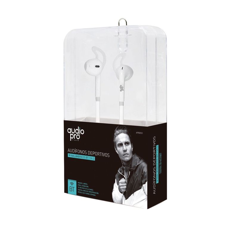 Audifonos Deportivos Bluetooth Manos Libres Blanco Audiopro-3