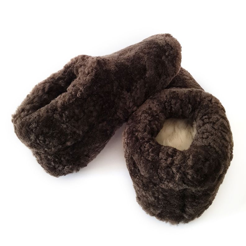 Pantuflas De Oveja Cafe Tallas Adulto-3