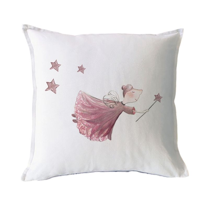 FUNDA COJÍN ALGODÓN HADA ROSA 45X45-0