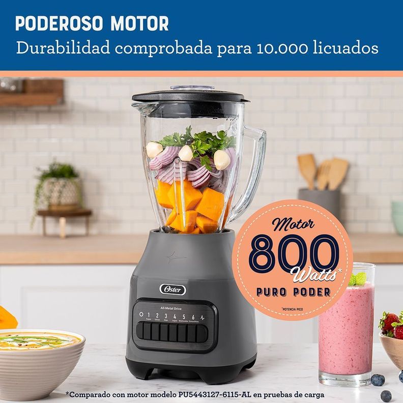 Licuadora Oster® Vaso de Vidrio 6 Velocidades + Pulso Blstpeggpb-2