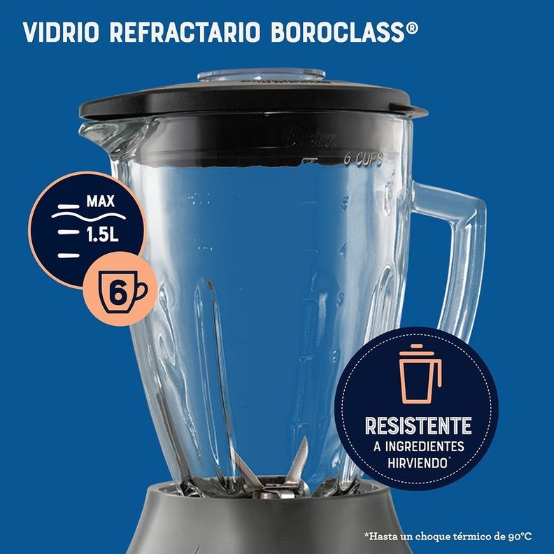 Licuadora Oster® Vaso de Vidrio 6 Velocidades + Pulso Blstpeggpb-3