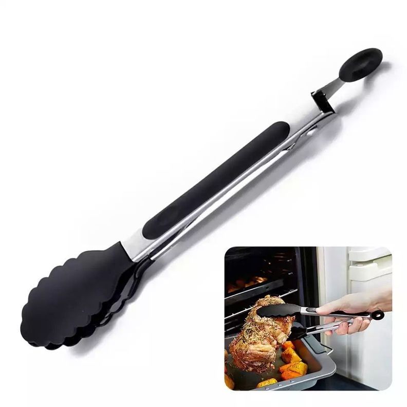 Tenazas de Cocina y Alimentos, Pinzas de Silicona y Acero Inoxidable. -1