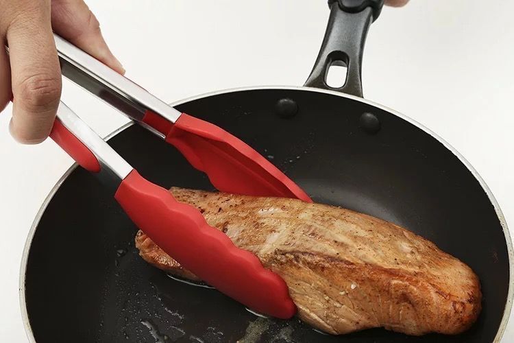 Tenazas de Cocina y Alimentos, Pinzas de Silicona y Acero Inoxidable. -3