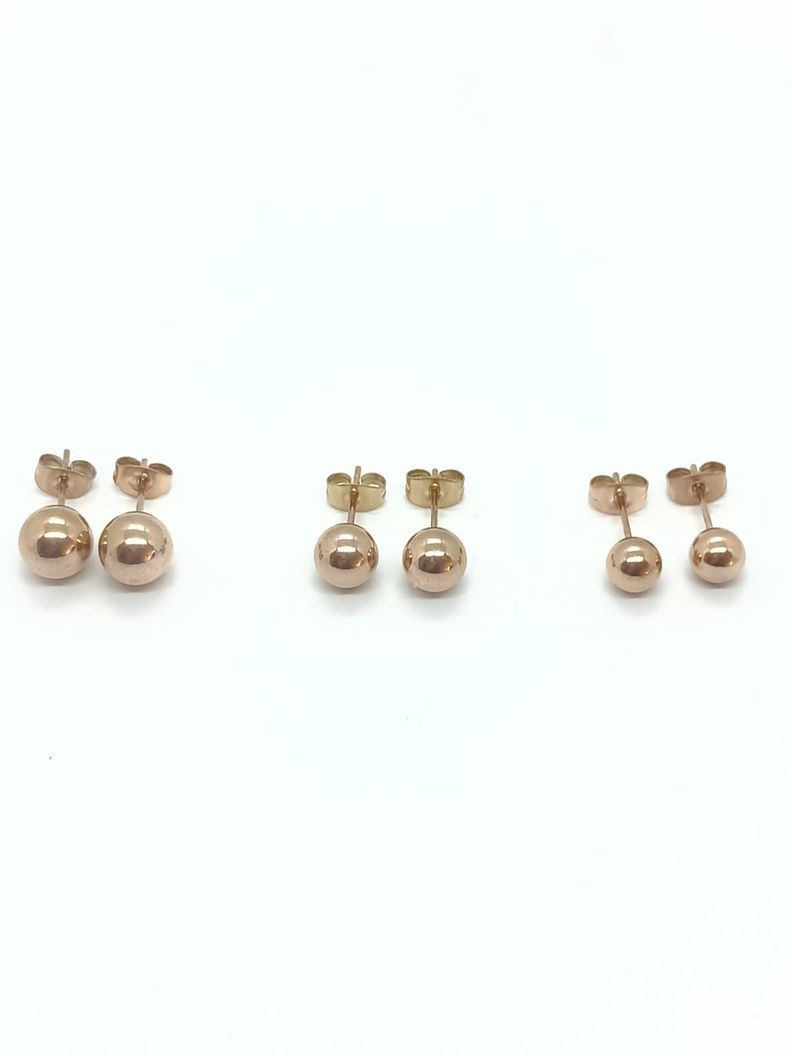 Pendientes Esferas de 7mm chapados en oro rosa 14kl-2