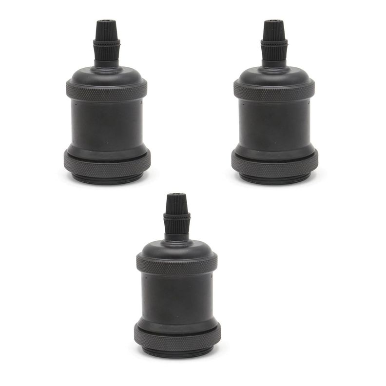 Pack 3 Soquetes E-27 Retro Negro Vintage-0