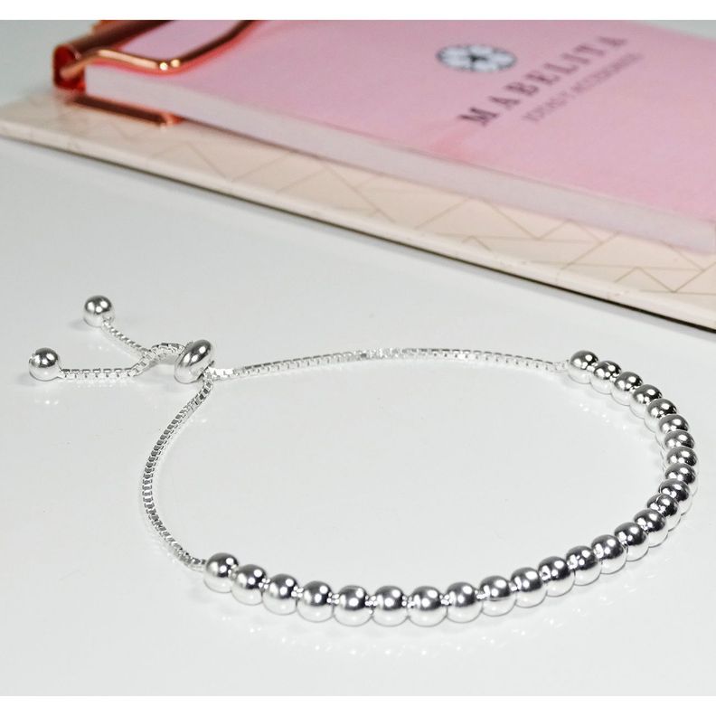 Pulsera Ajustable De Plata 925 Con Bolitas - Mabelita-1