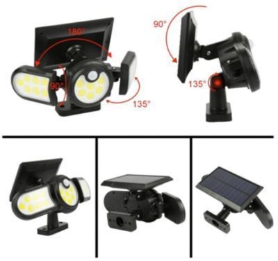 Lampara De Seguridad Solar-3 Cabezales-Sensor De Movimiento 140COB -4