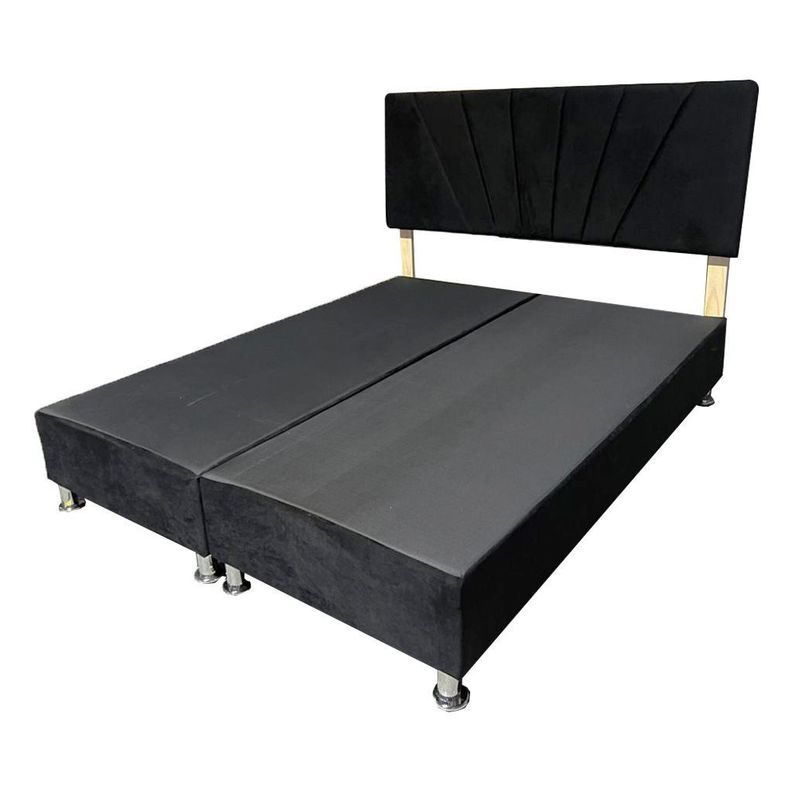 Base HVM 2 Plazas + Respaldo Negro Felpa Pmetal-0