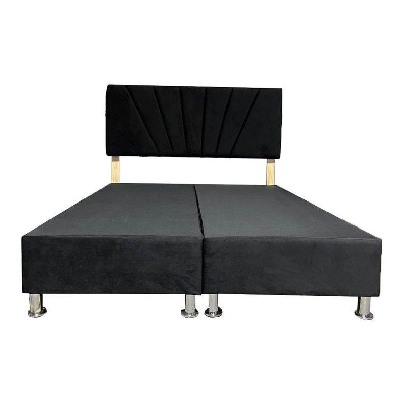 Base HVM 2 Plazas + Respaldo Negro Felpa Pmetal-1