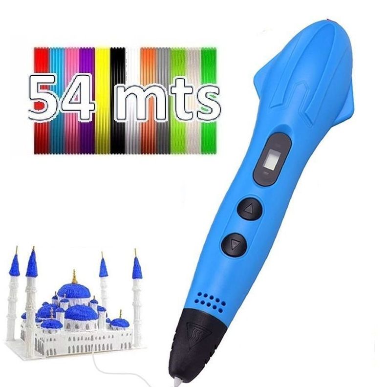 Boligrafo de impresión 3D SM-03 PLA ABS + 54mts filamentos - azul-0