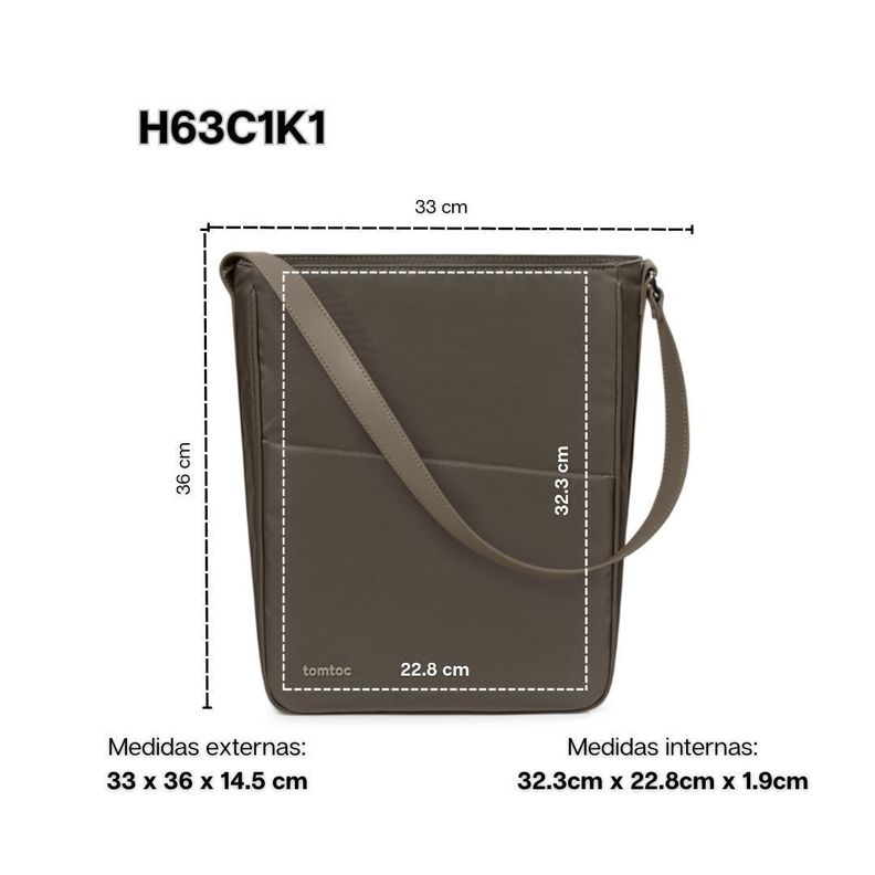 Tomtoc Mochila/Bolso de Hombro SLASH H63 para 14" - Marrón-1