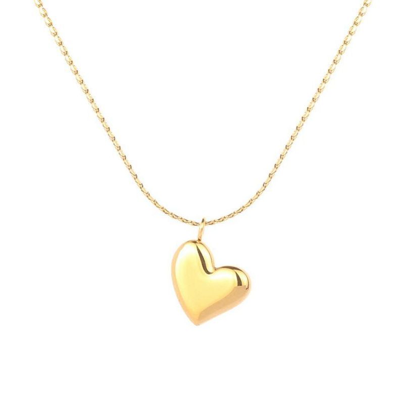 Collar Bano De Oro Amarillo 18 Kilates Corazon Chec Dorado