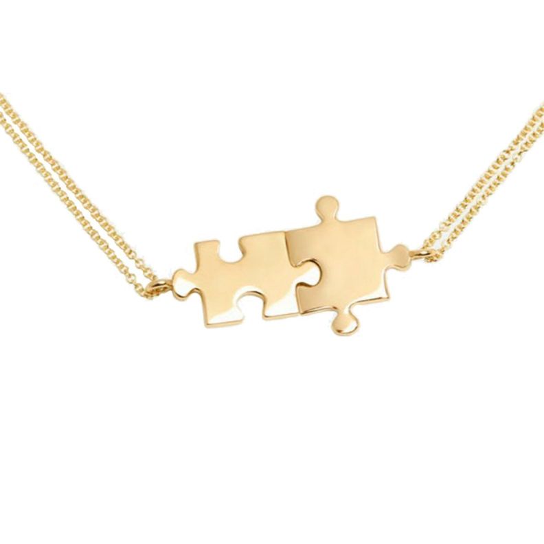 Cadenas De Plata Con Baño De Oro Doble Puzzles - Mabelita -0