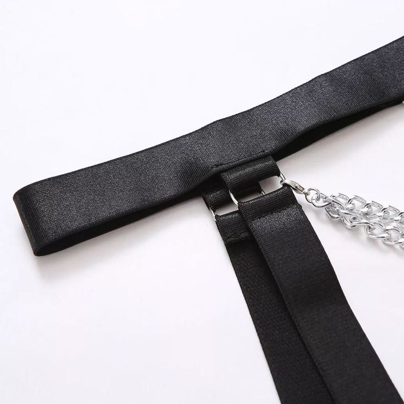 Conjunto Lencería intima Cadenas Negro-4
