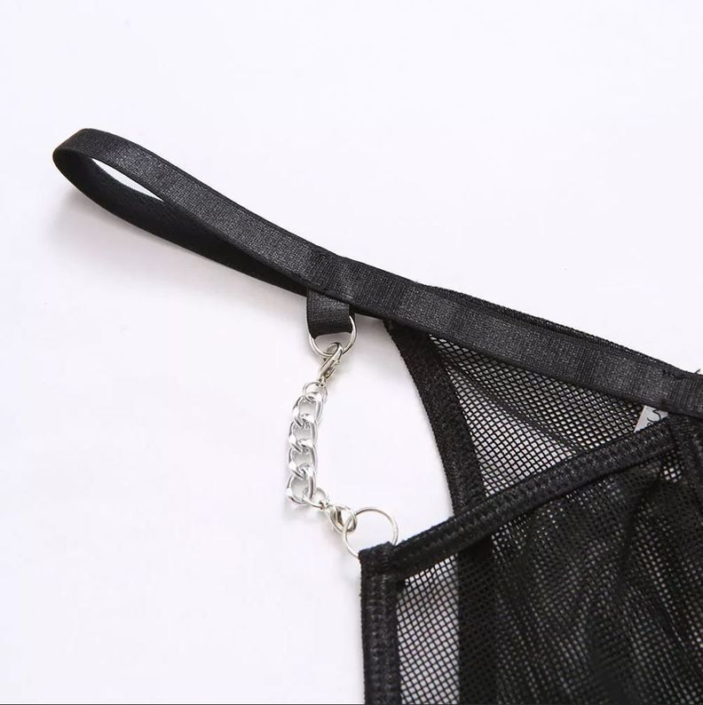Conjunto Lencería intima Cadenas Negro-6