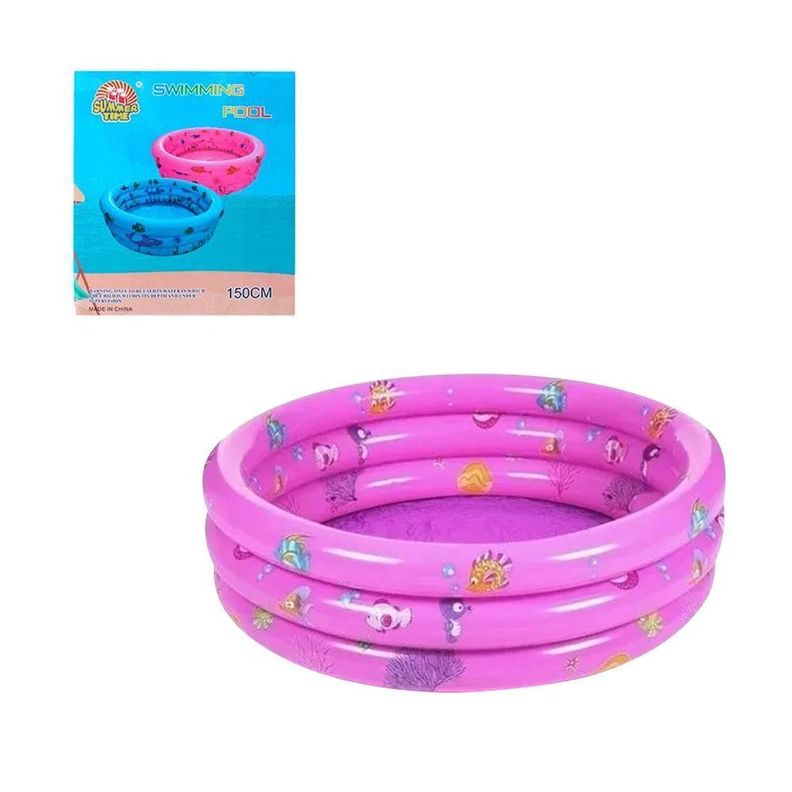 Piscina Inflable Redonda Niños 150 Cm Verano Rosa-0