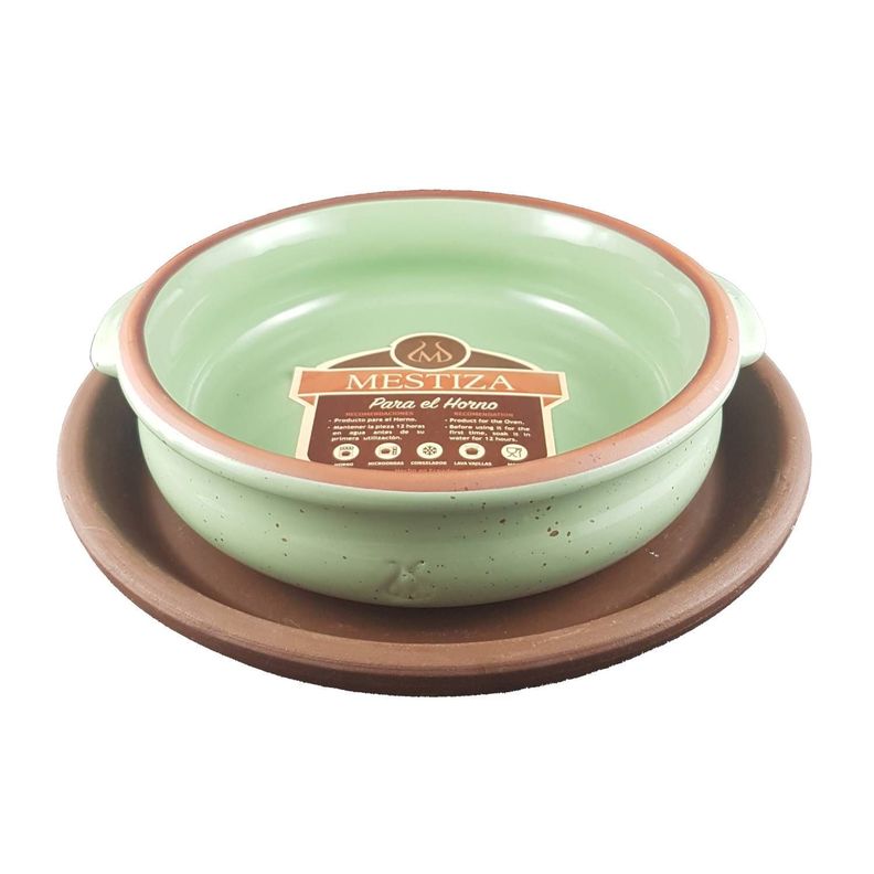 Cazuela 19 con asas Menta Miel con su plato-0