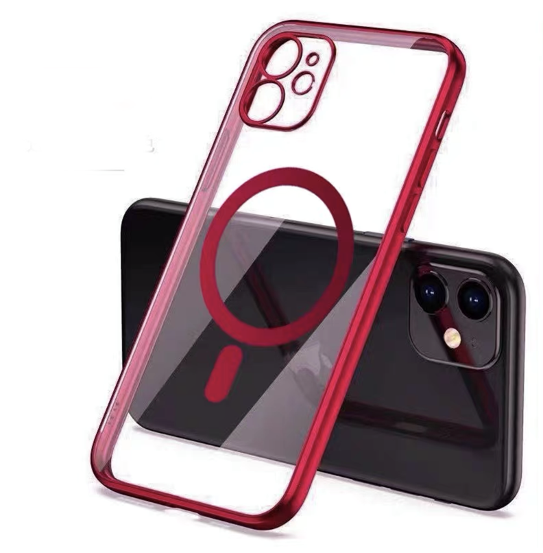 Carcasa Transparente Magsafe iPhone 13 Pro Max / Rojo-0