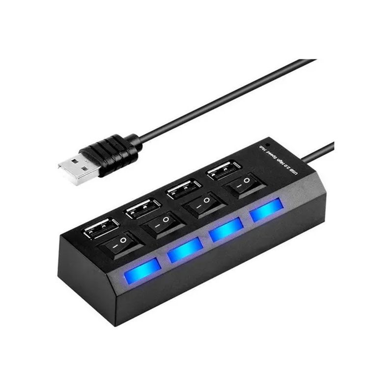 Mini Hub 4 Puertos USB 2.0 Con Interruptor Tecnola-1