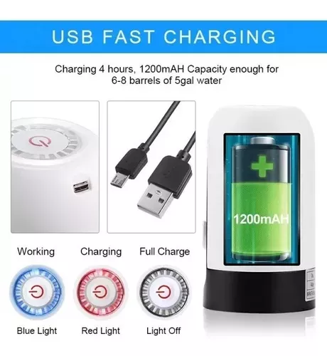 Bomba Dispensador Usb Agua Electrónico Recargable Botellón-1