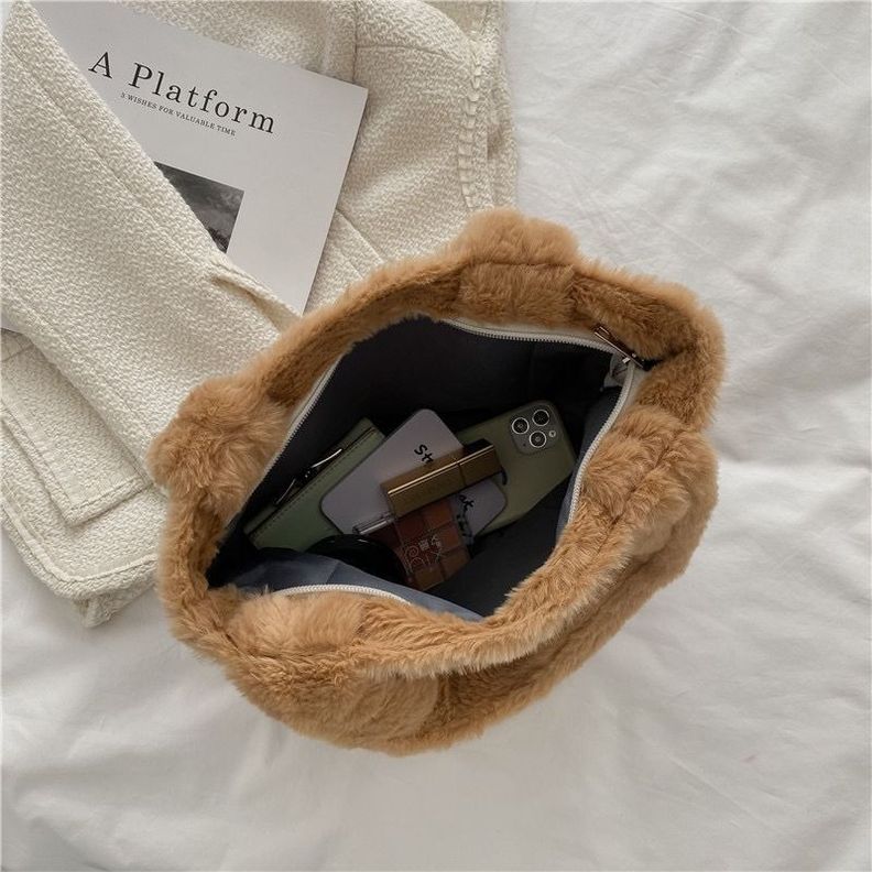 Cartera Bolso Peludo Con Cierre-3