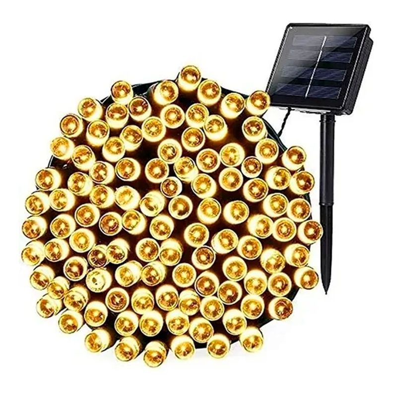 Luces Led Guirnalda Solar 100 Leds 10 Metros Cálida-0