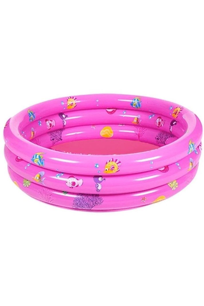 Piscina Inflable Plástico Bebe 3 Anillos 80 Cm Verano Rosa-0