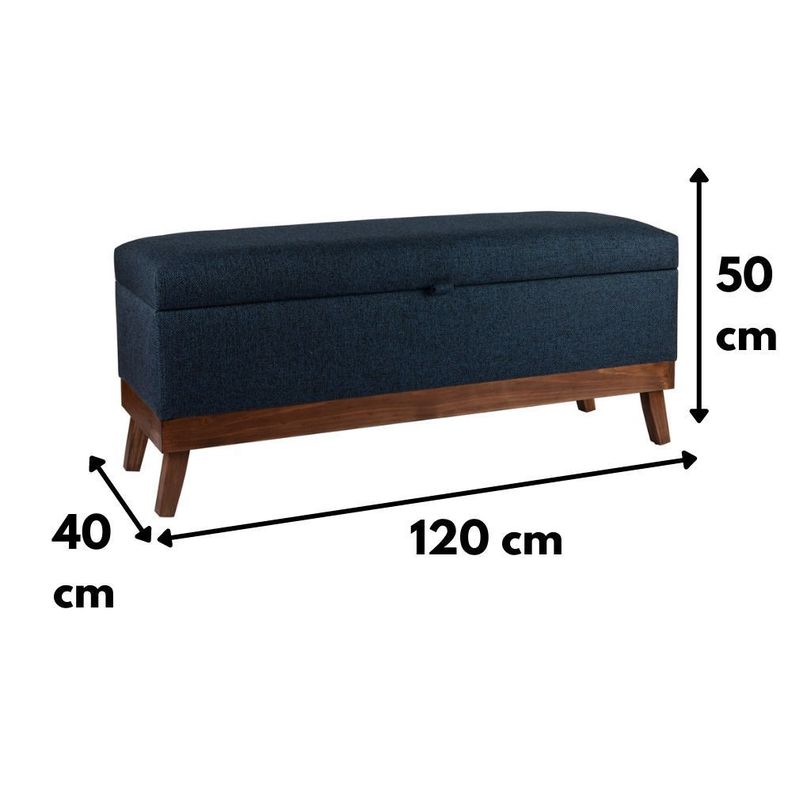 Banqueta con Baúl Incy Azul Omega 120x40x50 cm Máxima Design-3