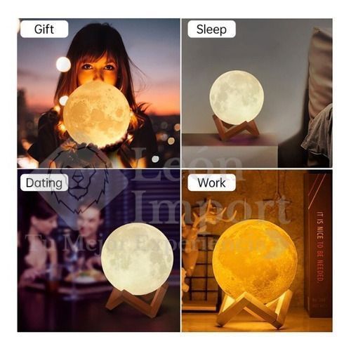 Lámpara Luna Velador Escritorio 3d Recargable Multicolores-1