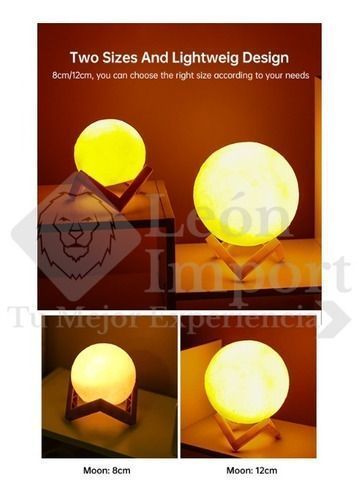 Lámpara Luna Velador Escritorio 3d Recargable Multicolores-6
