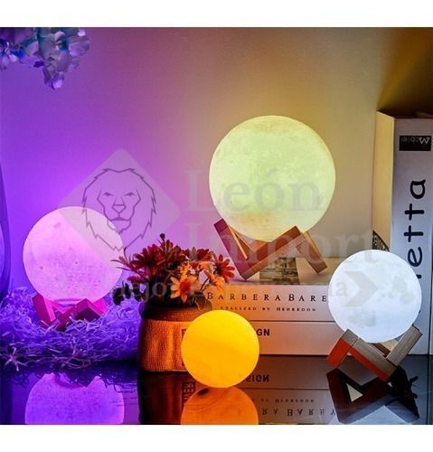 Lámpara Luna Velador Escritorio 3d Recargable Multicolores-5
