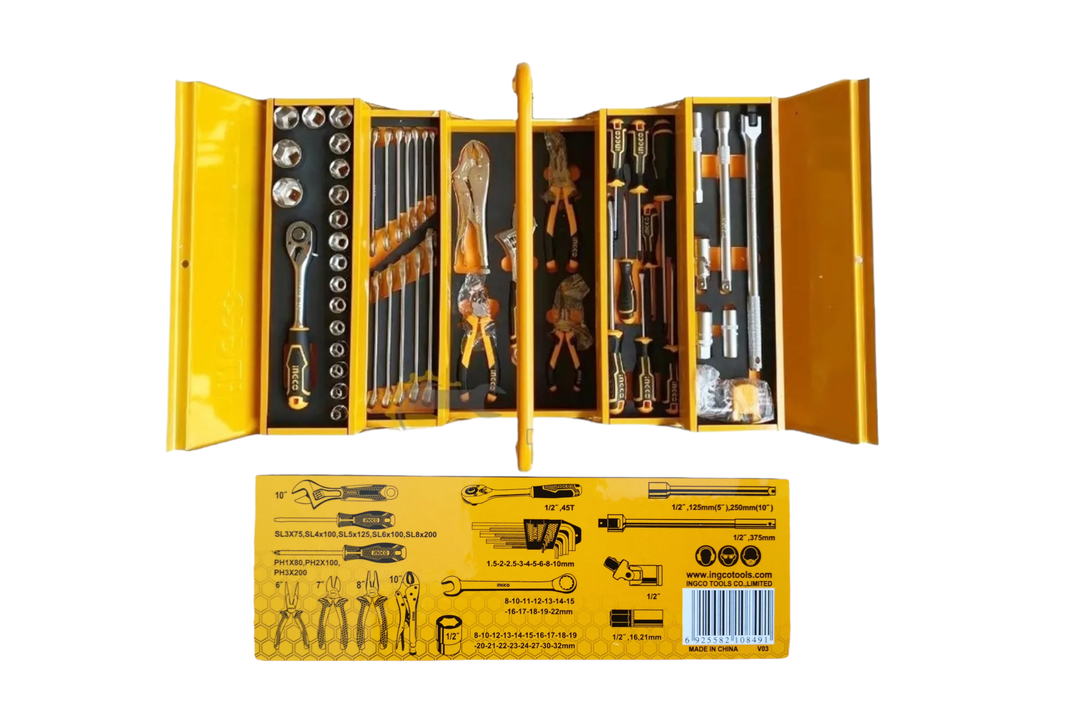 Caja De Herramientas Metálica Ingco Industrial + 59 Htas Manuales-5