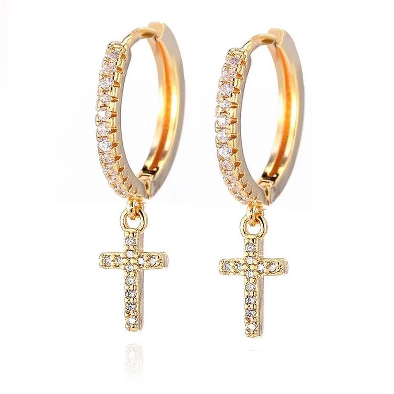 Aro De Argolla Con Péndulo De Cruz - Aros Elegantes - Aro-1