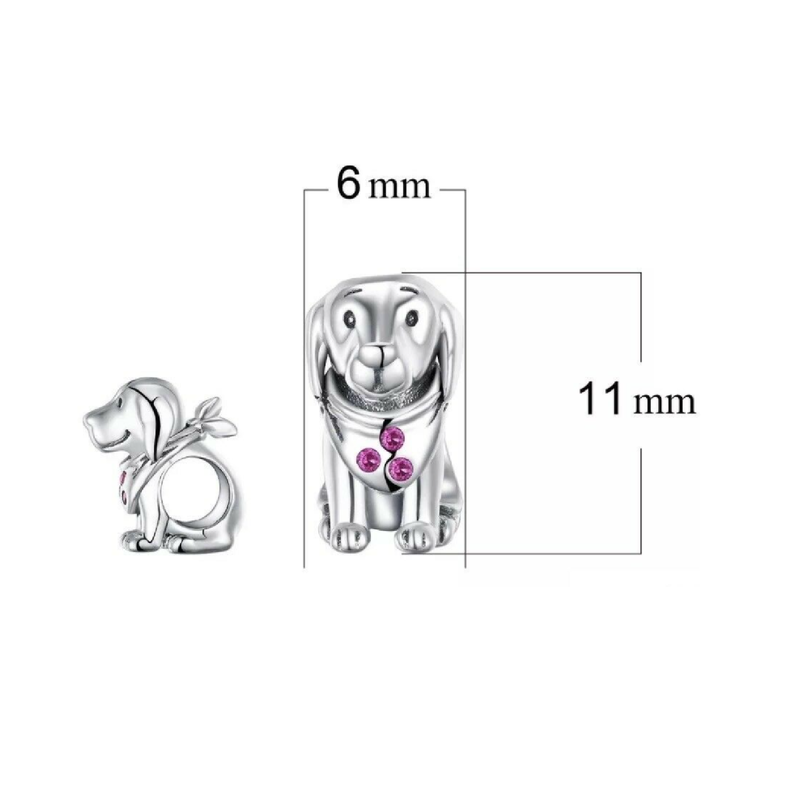 Charm Perro con Pañuelo en Plata Fina 925 SILVER HEART-2
