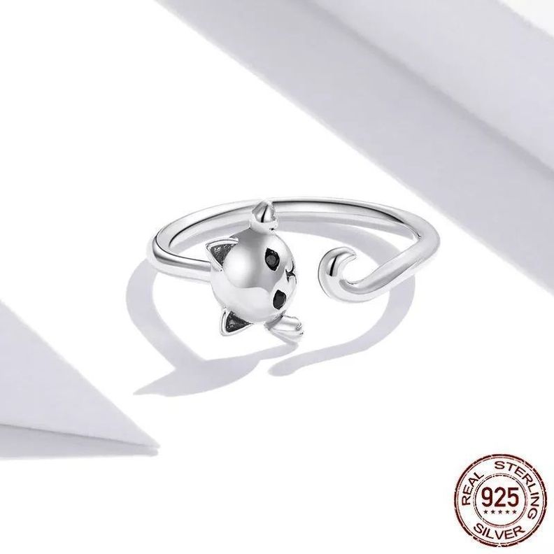 Anillo Gato Ajustable Plata S925-1