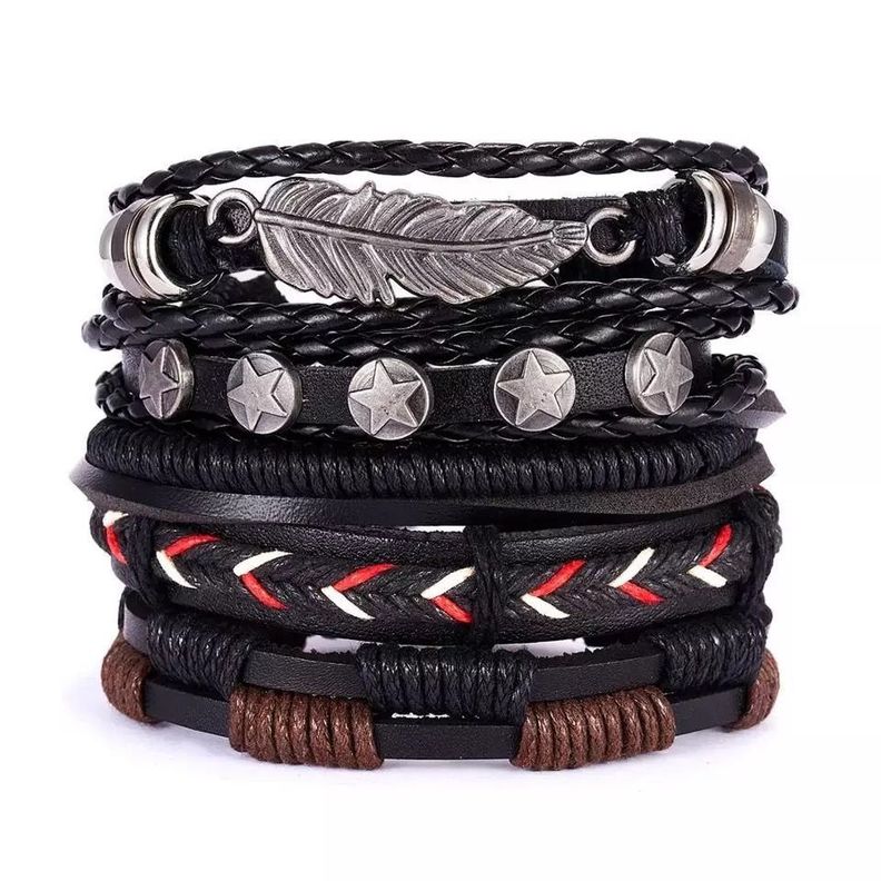 Pulsera Trenzada estilo Hoja, múltiples Eco Cuero-0